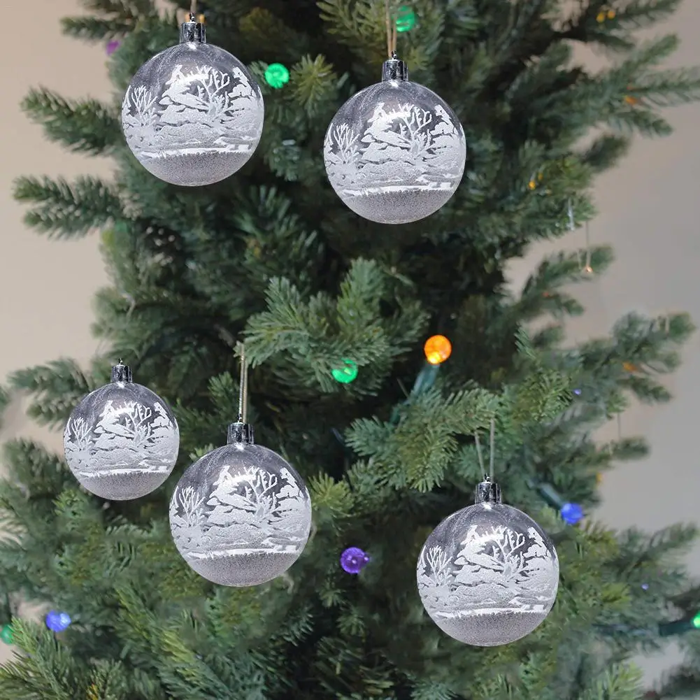 

6Pcs/lot Black Grey Christmas Tree Toys Ball Pendant 8cm/6cm Plastic Transparent Baubles Christmas Decoration New Year Ornament