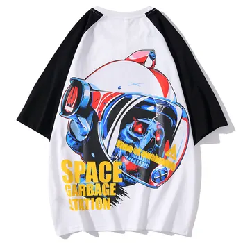 

Women Tshirt Men New T-shirt Men Summer 2020 Cartoon Skull Space Man Print Streetwear Short Sleeve Casual Cotton O-Neck T Shirts
