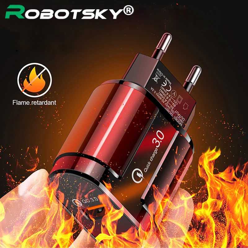 

Fireproof Fast Quick Charge 3.0 Universal 3A Iphone Charger Phone Fast Quick Charger USB-Charger For Phone EU US Plug Adapter
