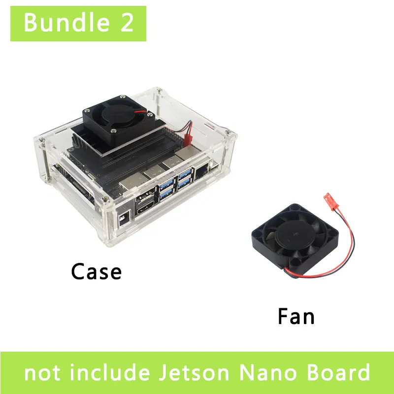 Bundle2 Прозрачный акриловый футляр для NVIDIA Jetson Nano комплект разработчика защитная коробка оболочка с охлаждающим вентилятором кулер - Цвет: Bundle2