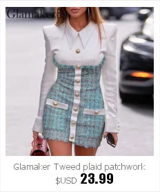Glamaker, двубортное платье с пышными рукавами, сексуальные черные облегающие платья, женские вечерние весенние элегантные белые мини-платья с v-образным вырезом