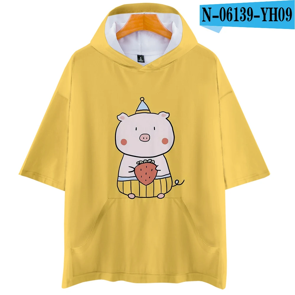 3D толстовки kawaii pig, новая модная летняя футболка классная и дышащая футболка с коротким рукавом для женщин - Цвет: D