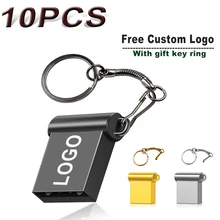 10PCS/Lot Mini Metal USB 2.0 Flash Drives 32GB 16GB 64GB Pen drive wholesale 4GB 8GB Memory Sticks Cars carry Free Custom Logo