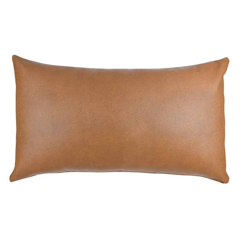 Decorative Lumbar Throw Pillow Cover Only For Couch Sofa Or Bed Modern Quality Design 100% Faux Leather Milo Lumbar(12 Inchx20 I | Дом и сад