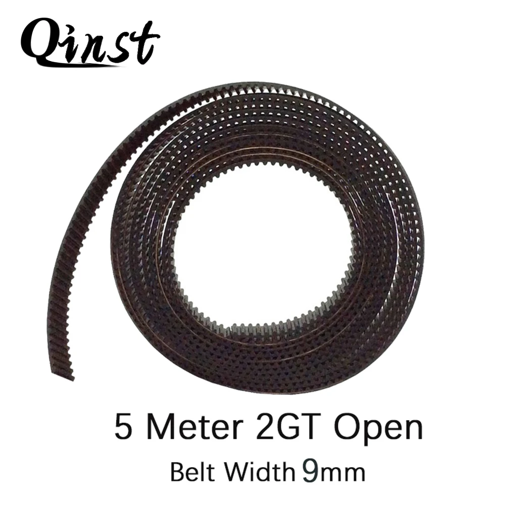 

QINST 5M 2GT Open Synchronous Timing Belt Width 9mm Rubber 2GT9 Belt Samll Backlash Linear Motion 2GT-9 5Meters For 3D Printer
