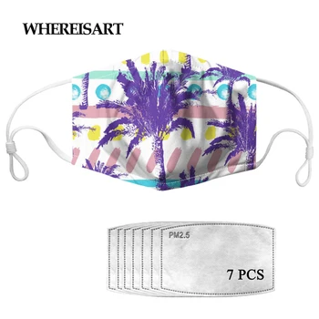 

WHEREISART Summer Tropical Palm Print Adults&Kids Adjustable Soft Breathable Maskes Half Face Mouth Maskes