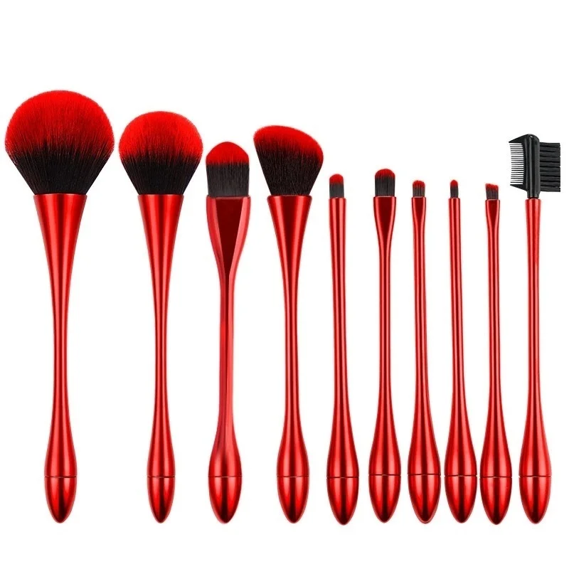 10Pcs Makeup Brushes Tool Set Cosmetics Powder Eye Shadow Blusher Lip Foundation Contour Concealer Blending Beauty Make Up Brush