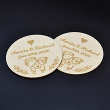 Пользовательские сохранить дату резьба деревянная морозильная камера карточка для украшения с магнитной наклейкой