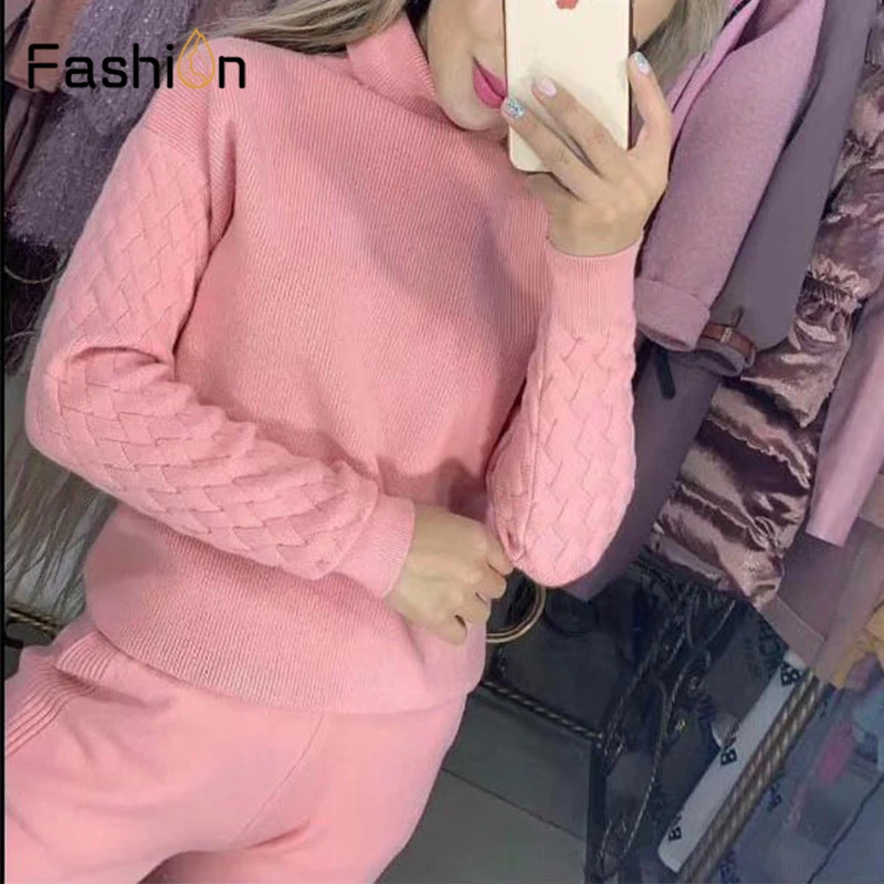 Женский свитер из двух частей трикотажные комплекты костюмы тонкий спортивный