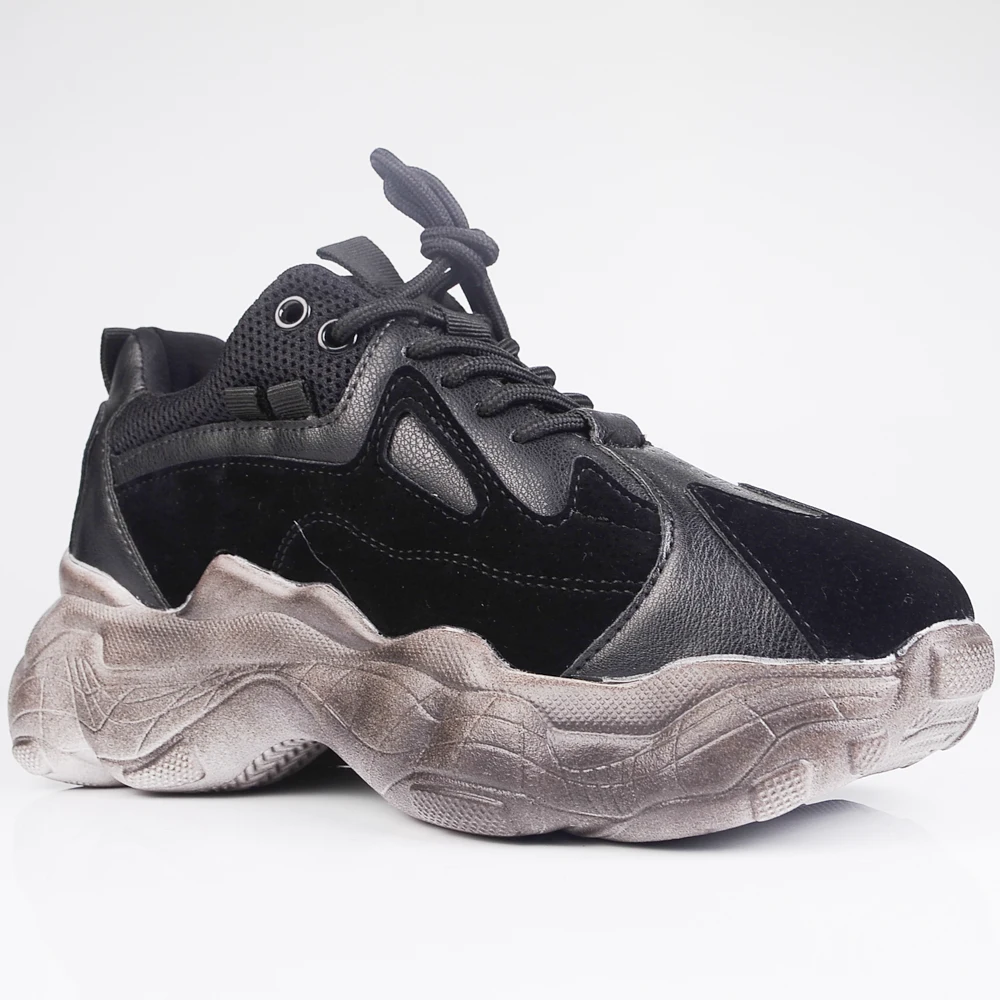 Black Beige Platform Sneakers Women Casual Shoes Ladies Trend Thick Sole Sneakers Non-slip Dad Shoes Chunky Trainers Women