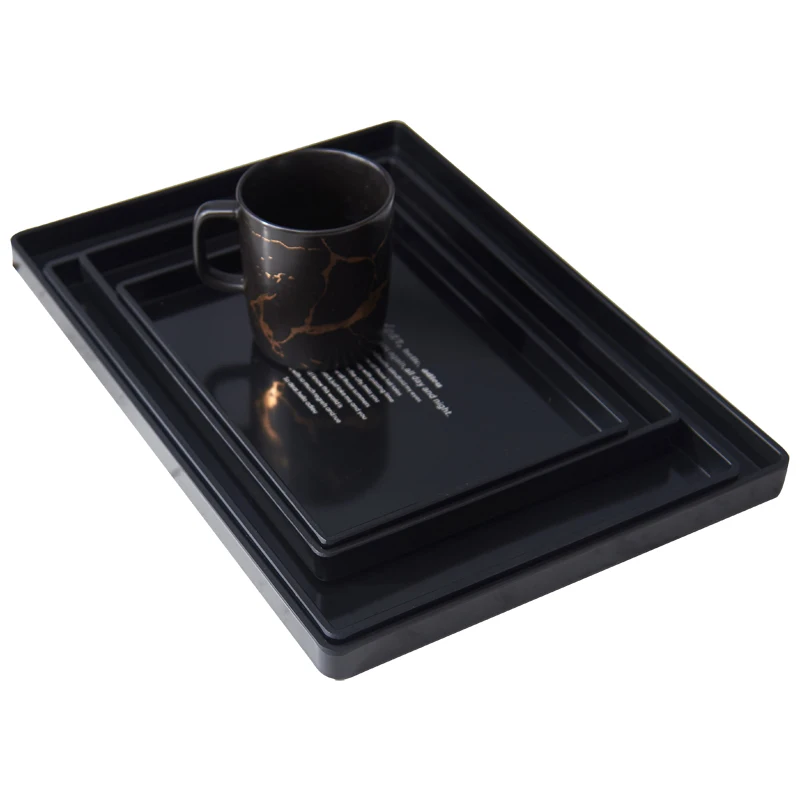 Small Melamine Serving tray for tea cups Nordic home exquisite mini storage cup tray ins black color