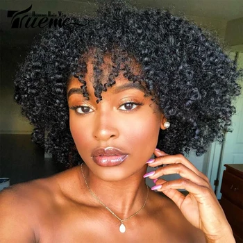 

Trueme Kinky Curly Side Part Bob Short Lace Wig For Black Women Brazilian Kinky Curly Remy Hair Lace Front Human Hair Wigs