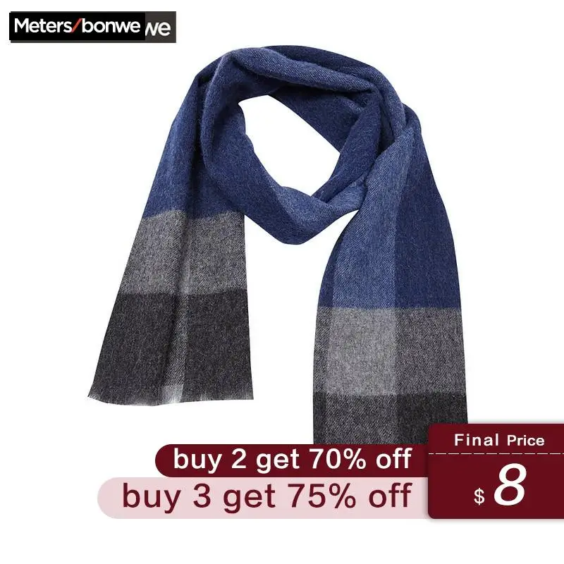 

Metersbonwe Cashmere Men Scarf British Style Plaid Scarf Winter 2019 Warm Fashion Classical for Men Cashmere Scarves