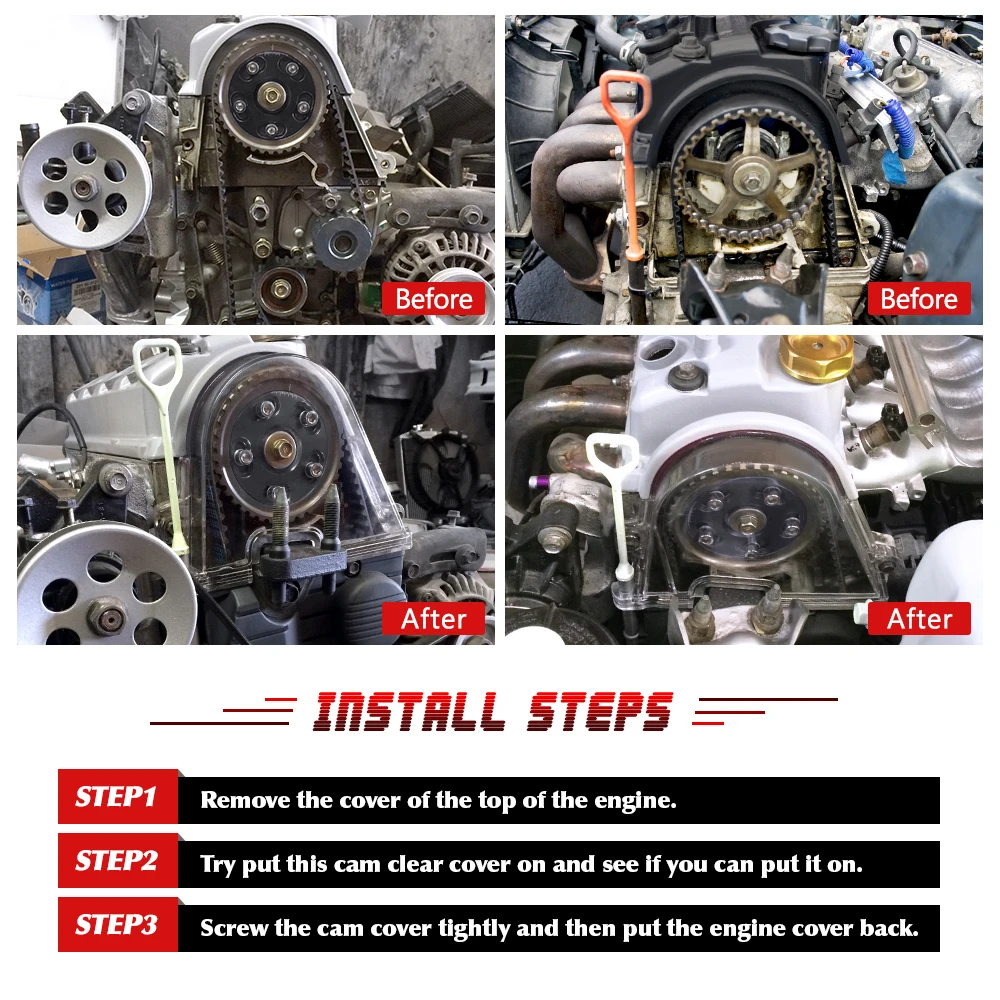 - CLEAR CAM GEAR COVER TIMING BELT COVER TURBO CAM PULLEY WITH PQY STICKER FOR HONDA 96-00 EK JR6337