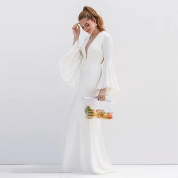 

Verngo Vintage Evening Dress Backless Formal Party Dress Prom Dresses Ivory Gowns Evening Dress 2020