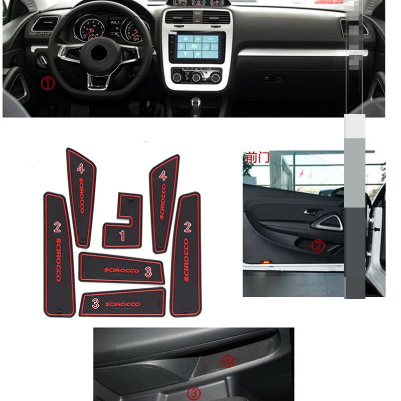 Для Volkswagen Scirocco 2009- слот-коврик для двери автомобиля Нескользящие коврики резиновые коврики подставки под стакан коврик ворота Слот коврики
