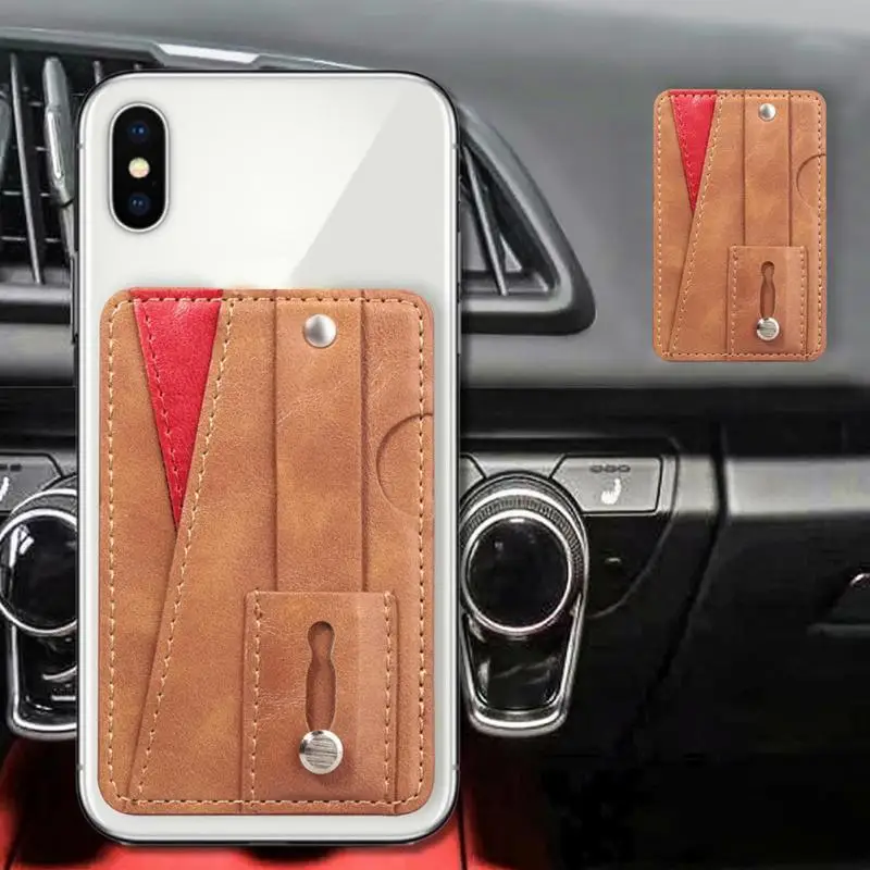 

Back Pocket Sticker PU Leather Card Holder Adhesive Compact Business Credit Card Holder Women Men Wallet Slim Portable Pouch
