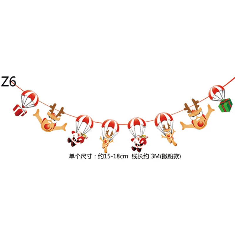 3M милые баннеры с изображением Санта Клауса, рождественские бумажные гирлянды, рождественские носки с изображением лося, новогодние вечерние баннеры - Цвет: Z06