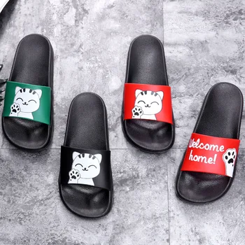 

Summer Kids Slippers For Girls Cartoon Smiley Cat Boys Slippers House Guest Children Shoes Indoor Flops PVC Beach Casual Sandals