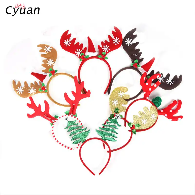 Оленьи рожки на ободке обруч для волос с оленьими рогами олень вечерние шапки для рождественской вечеринки приборы для декорации Новогодни...