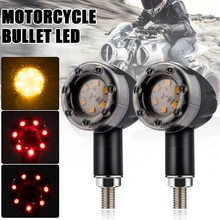 4Pcs Universal Motorcycle LED Turn Signal Brake Blinker Light DRL Retro Daytime Running Light Tail Lamp for Honda Yamaha Suzuki