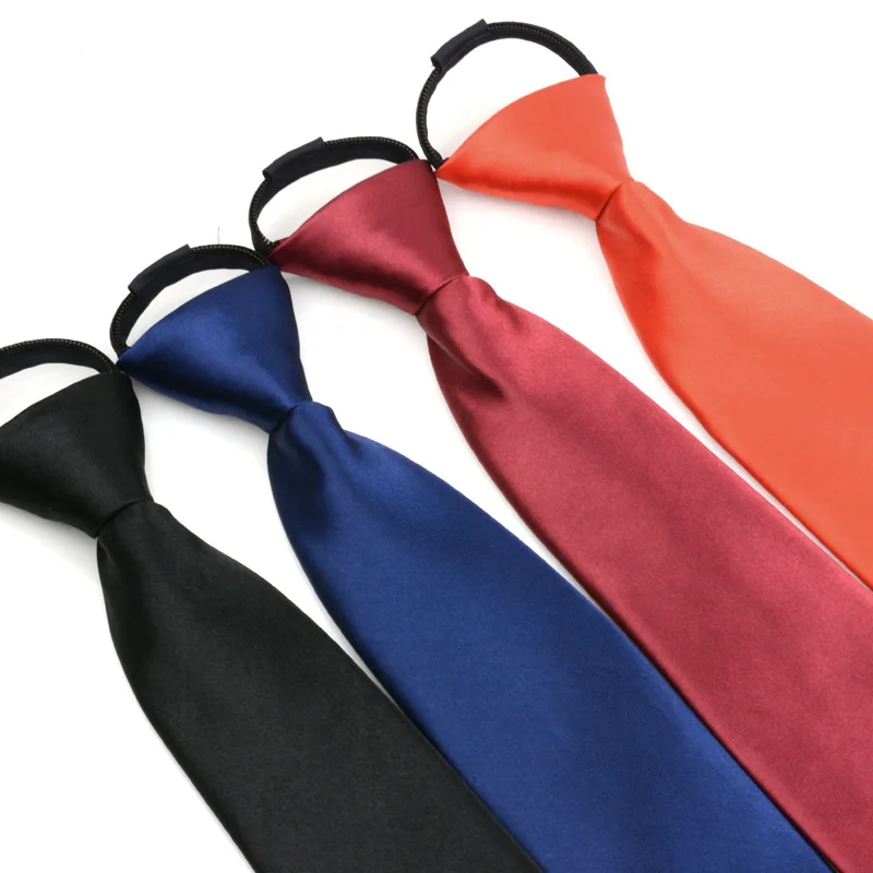 England Style Zipper Necktie Men's Women Solid Color Decoration Tie Formal Evening Dress Polyester Satin Necktie Accessories Red
