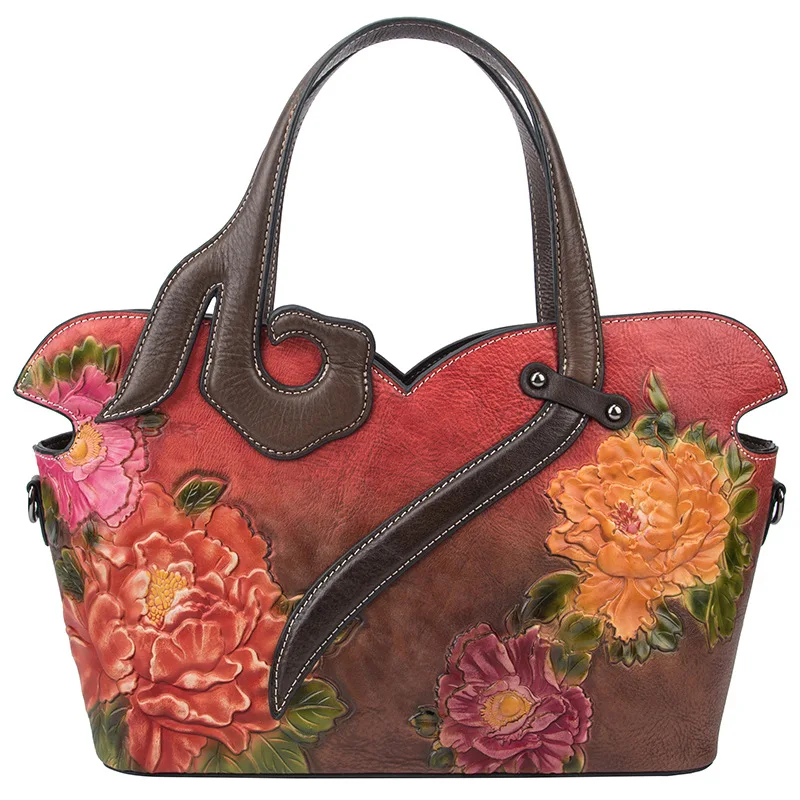  Johnature Handmade Embossing Retro Luxury Handbags Women Bags Designer 2019 New Genuine Leather Sho - 4000169395208