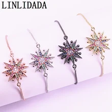 10 шт. Модные Разноцветные CZ цирконий звезда регулируемые браслеты женские ювелирные изделия для девочек