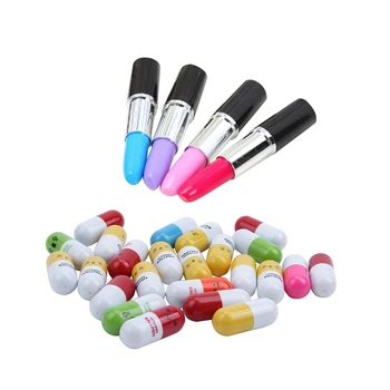 

36 Pcs Ballpoint Pen: 24Pcs Vitamin Pill Ballpoint Pen & 12 Pcs 0.5 Mm Cute Cool Novelty Lipstick Shape Ballpoint Pen