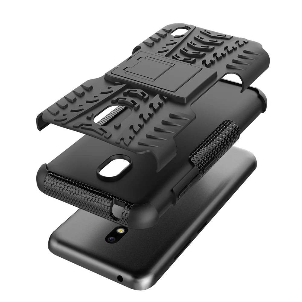 Для Nokia 2,2/3,2/4,2 Футляр Пластик Мягкий силиконовый гибридный бронированная подставка ПК+ ТПУ повышенной прочности и защищенности противоударный с откидывающейся крышки