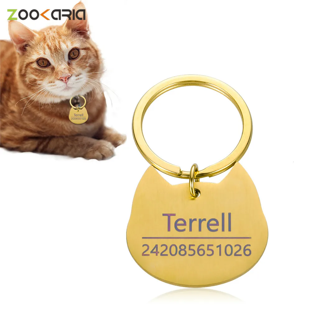 Etiquetas de identificación de gato personalizadas, colgante de acero inoxidable con nombre, Collar, etiqueta para perro mascota, accesorios