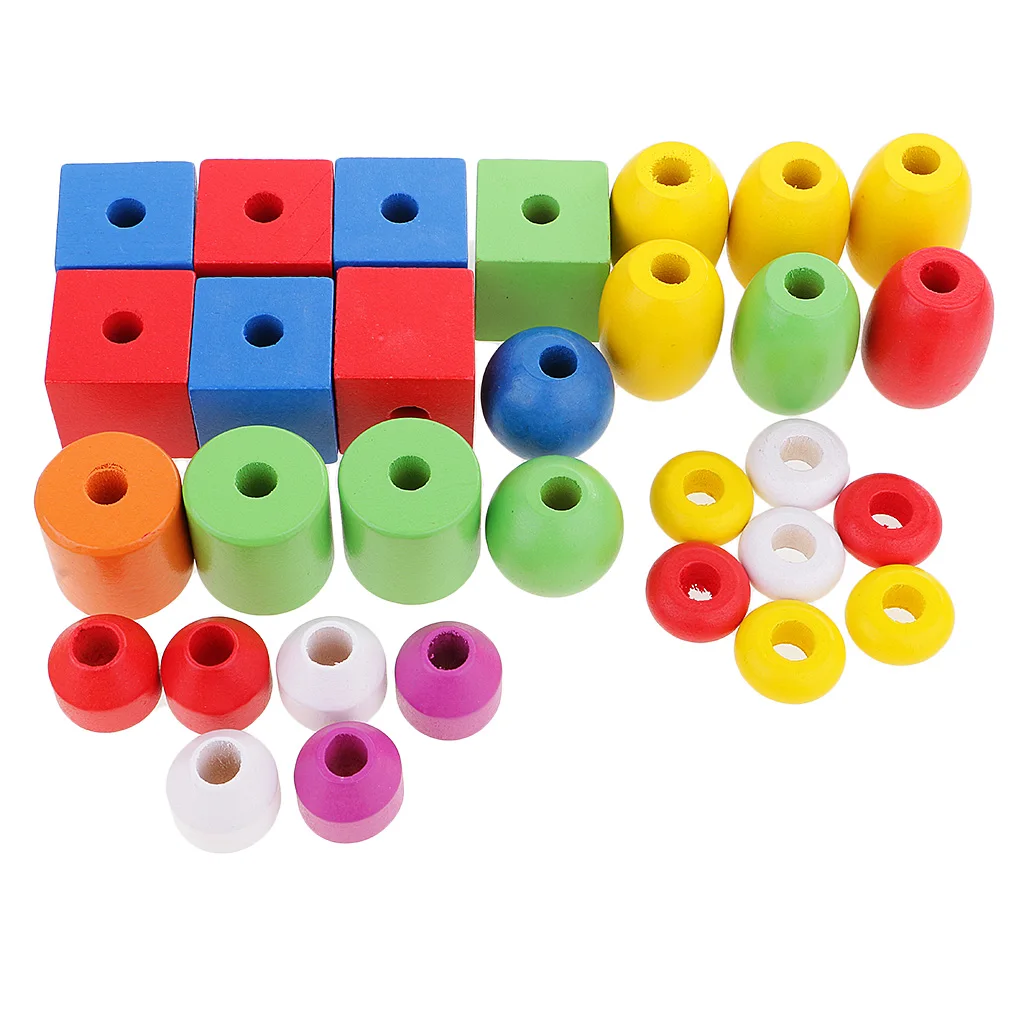 Montessori Early Wooden Toy Kids Child Stacking Beads Building Learning Toy Montessori Early Wooden Toy Kids Child Stacking Beads Building Learning Toy