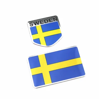

Aluminum Alloy Sweden National Flag Emblem Car 3D Sticker Motorcycle Accessories for Volvo S90 SAAB SCANIA VW Golf Passat Nissan