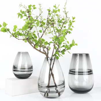 

Nordic Colorful Glass Vase Home Decoration Figurines Thick Glass Cup Dragon Egg Shaped Flower Vases Living Room Decor Ornament