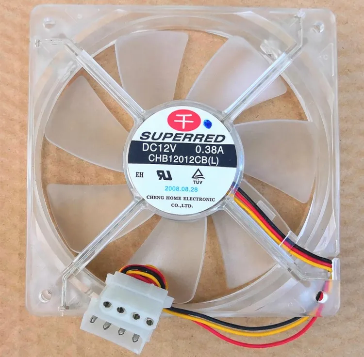 CHB12012CB (L) 120 мм led новый супер красный 12025 12 см вентилятор двойной шар В 0.38A Molex 4D pc