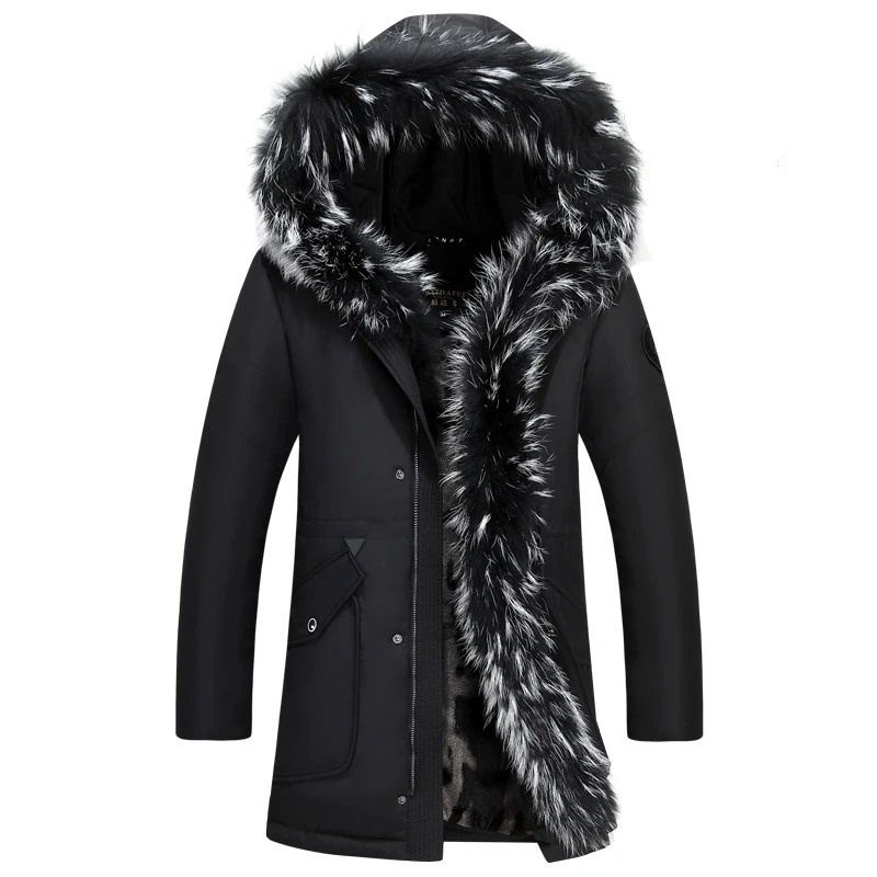 

Men Down Coat 2019 Russian Winter Extra Long Down Jacket Men's Casual Parkas Fur Collar Hooded Thicken Warm Brand Jackets