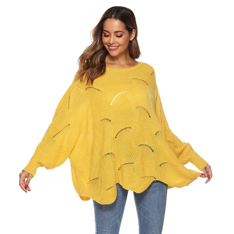Women New Kintted Sweater Loose Autumn Winter Warm Sweater Irregular Tops O-neck Long Sleeve Sweaters