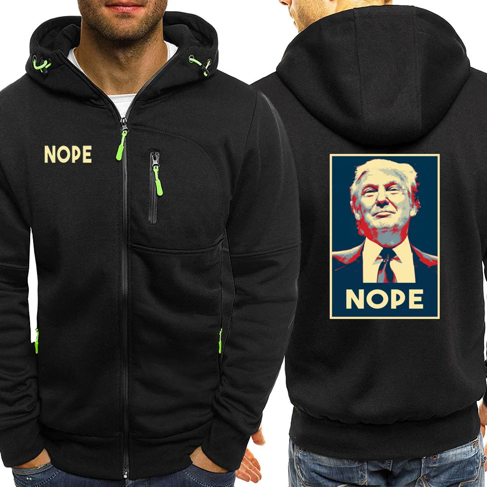 Nope Trump Забавный принт уличная Мужская толстовка осень новые куртки флисовое пальто на молнии повседневные толстовки с длинным рукавом спортивная одежда - Цвет: black6