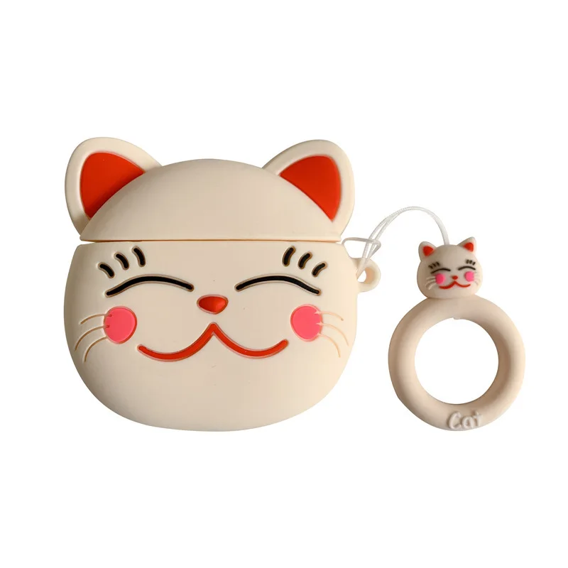H 3D футболки с рисунками милого смайлика и Lucky Cat Сумочка для денег силиконовый чехол для Apple Airpods 1 2 Беспроводной наушники китайская живопись слов с крышкой - Цвет: H