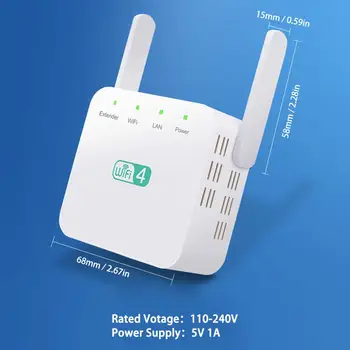 

Wireless WiFi Repeater Extender 2.4G WiFi Booster 300m bps Amplifier Large Router Range Signal Repeator Access Point
