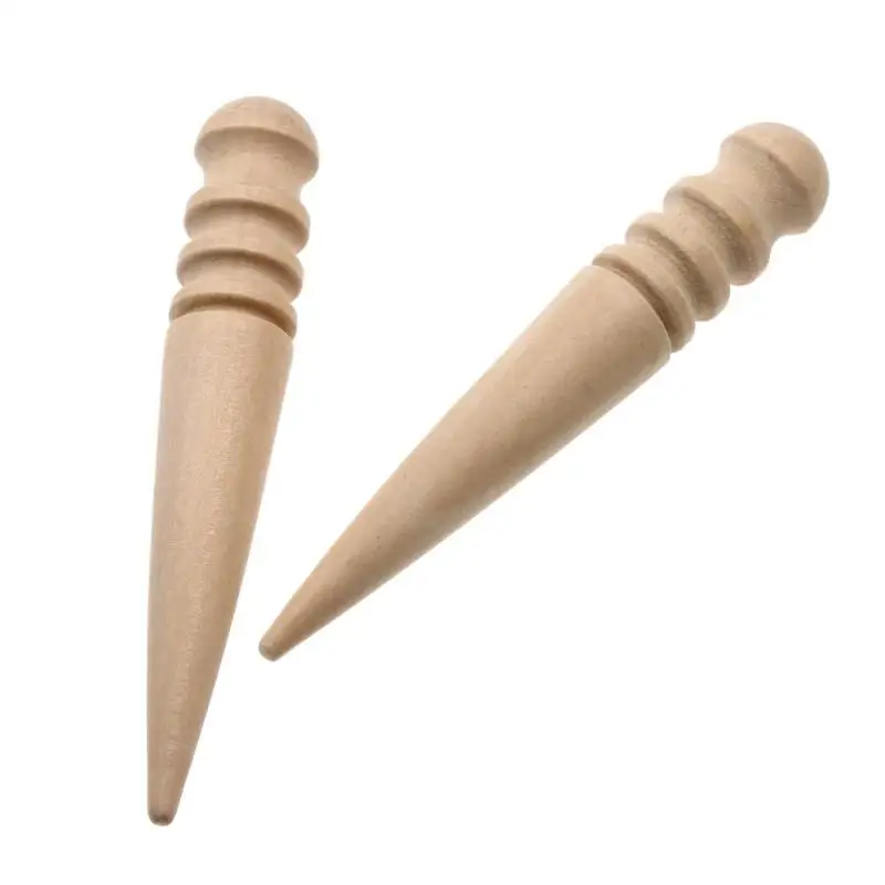 2pcs Leathercraft Tool Edges Slicker Round Wood Multi-Size Leather Edge Slicking Burnishing Supplies Leather Burnisher