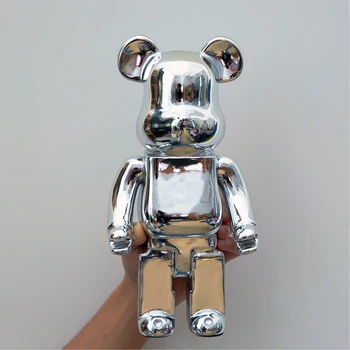 홈 인테리어 28Cm 베어 브릭 400% Be @ rbrick 게임 새해 선물 조수 놀이 모델 도금 수지 전자 게임 어린이 완구