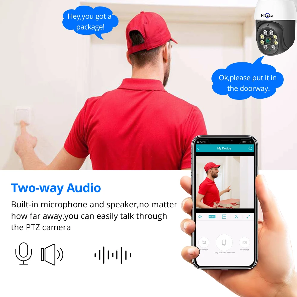 Hiseeu PTZ WIFI IP Dome 3MP Camera 2MP 1080P Outdoor Waterproof Security Speed Camera SD Card Wireless IP Camera App View