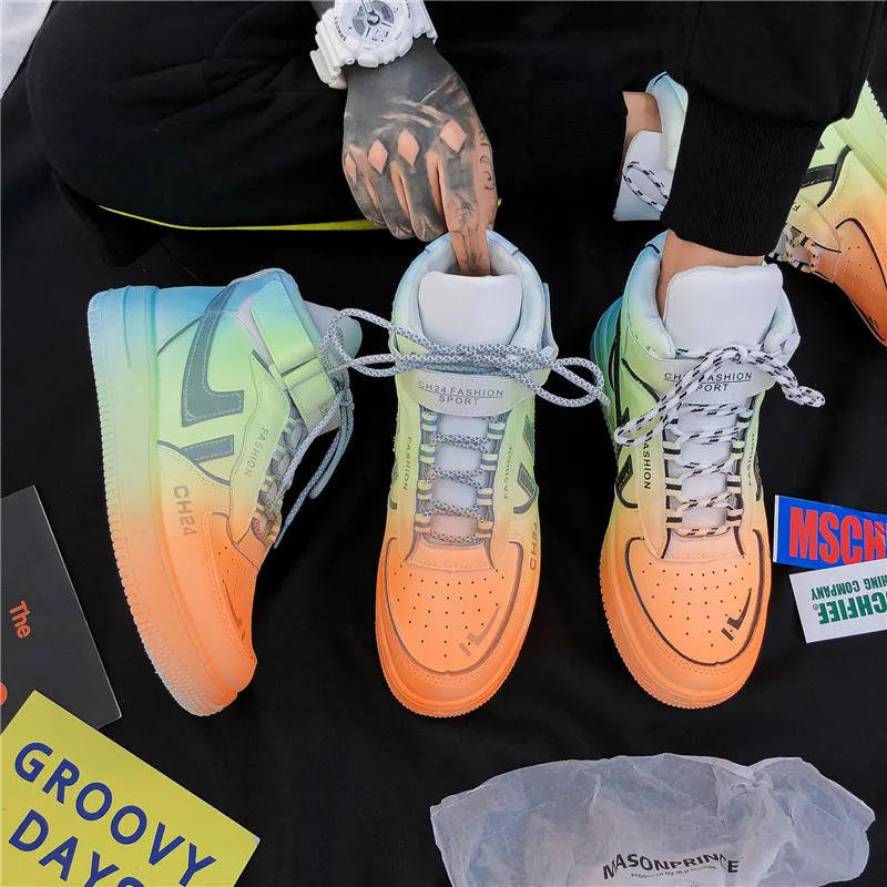 

New casual Men Vulcanized Shoes Sneakers Men's Fashion Casual Lace-Up Colorful Color sneakers Sport Graffiti board Shoes