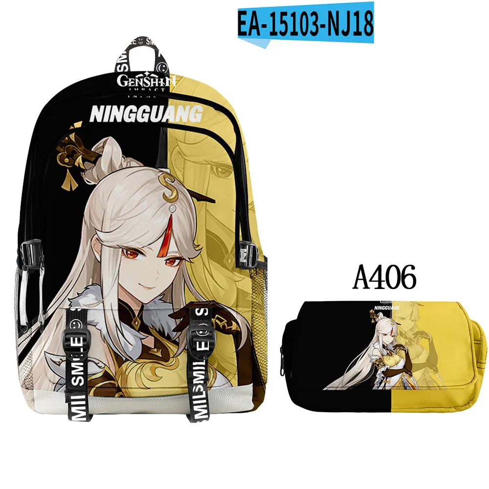

Anime Genshin Impact Boys Schoolbag 2pcs/set Backpack + Pencil Case Children Girls Cartoon Waterproof Oxford Travel Backpack