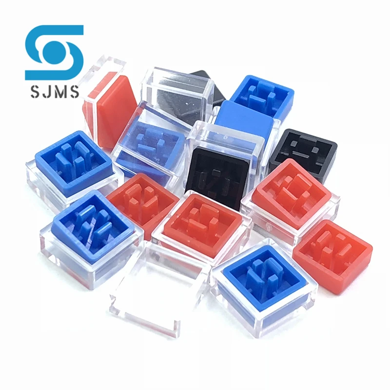 컬러 사각형 촉각 스위치 버튼 캡, 투명 커버 버튼 캡, 6*6*7.3mm 사각형 헤드용 모자, A66, 8x8x4.4mm, 50 개