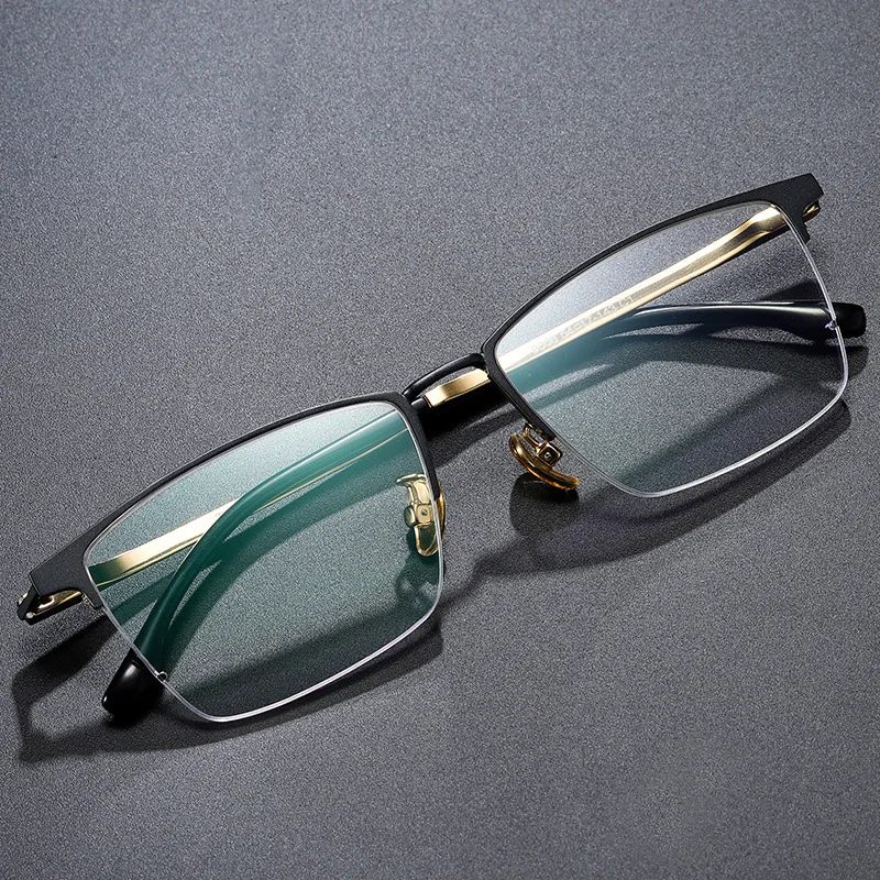 

Pure Titanium Glasses Frame Men Square Eyewear 2020 Male Classic Full Optical Prescription Eyeglasses Frames Gafas Oculos 9008
