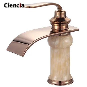 

BPR059 titanium stone falls short waterfall rose gold set footwall basin bibcock of cold hot tap