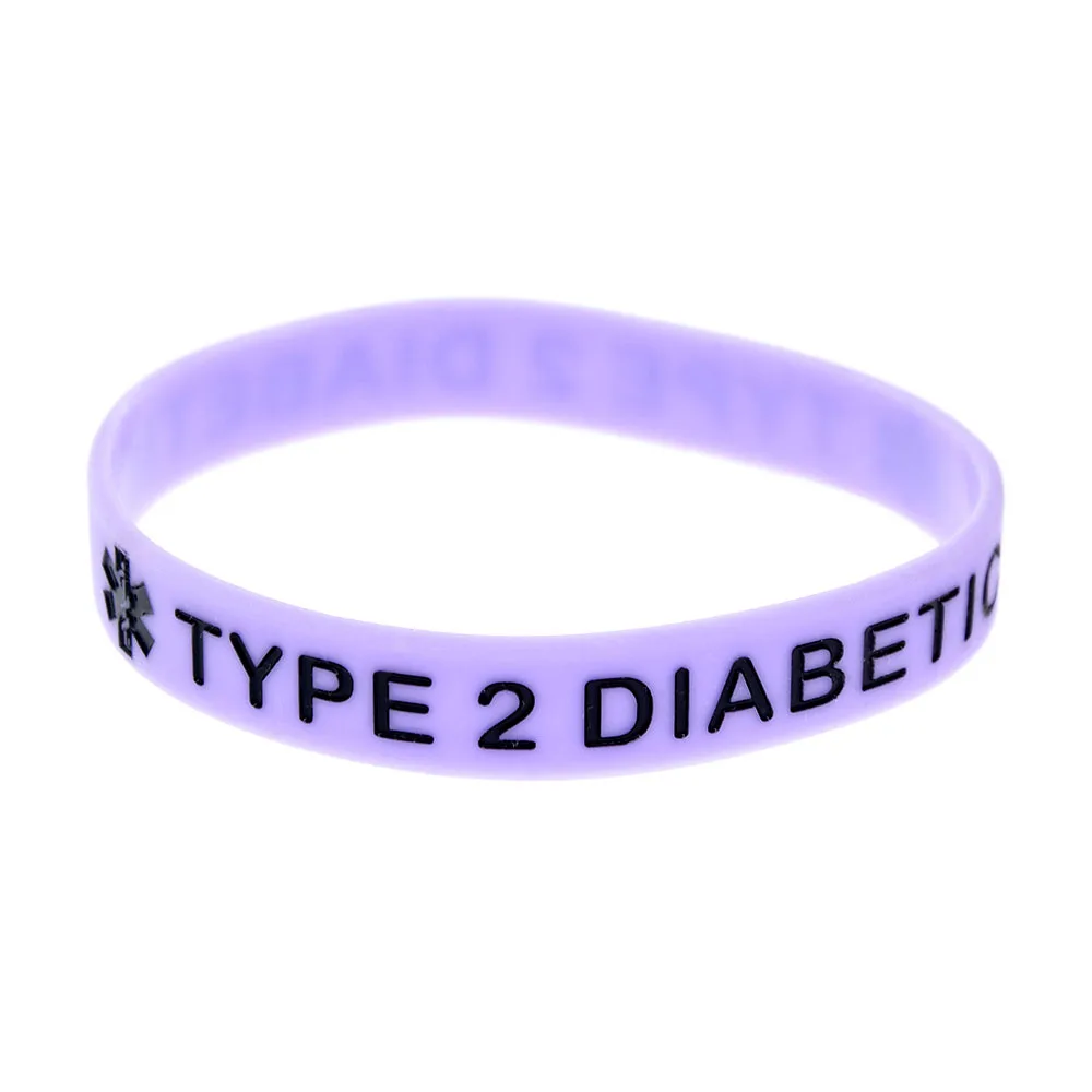 Silicone Wristband TYPE 2 DIABETIC Medical Warning Bracelet