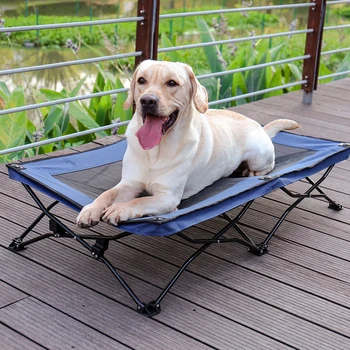 

Pet Raised Dog Beds Cot With Mesh Center Elevated Bed for Large Dog Skid-Resistant Feet Solid Frame with Breathable Mesh 2 Color